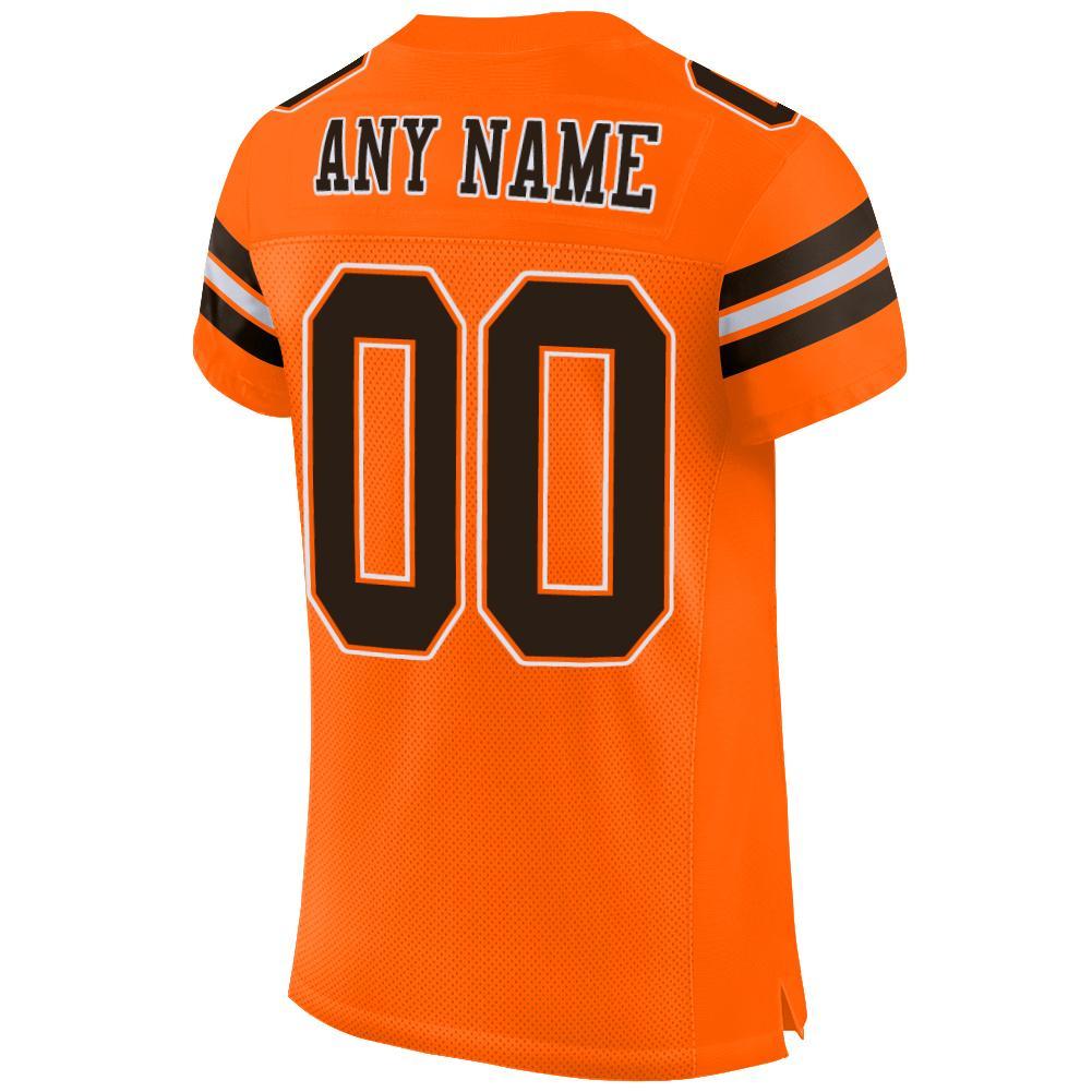 Custom Orange Brown-White Mesh Authentic Football Jersey Limited