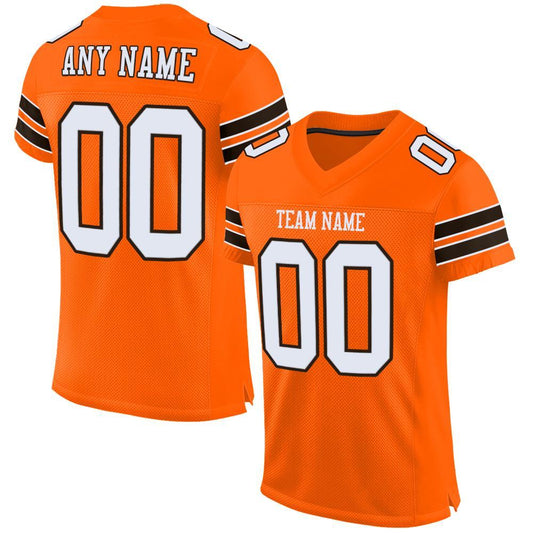 Custom Orange White-Brown Mesh Authentic Football Jersey Limited