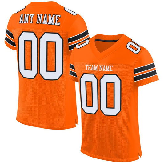 Custom Orange White-Black Mesh Authentic Football Jersey Limited