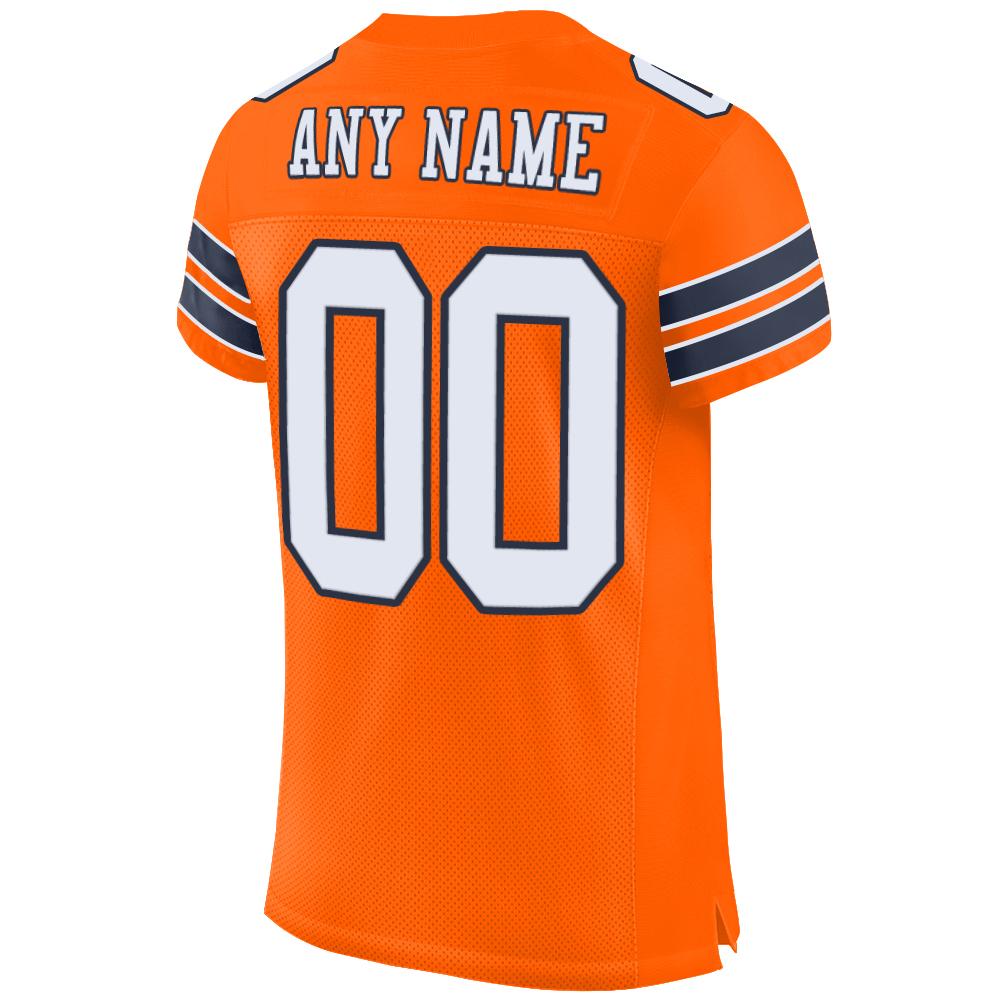 Custom Orange White-Navy Mesh Authentic Football Jersey Limited