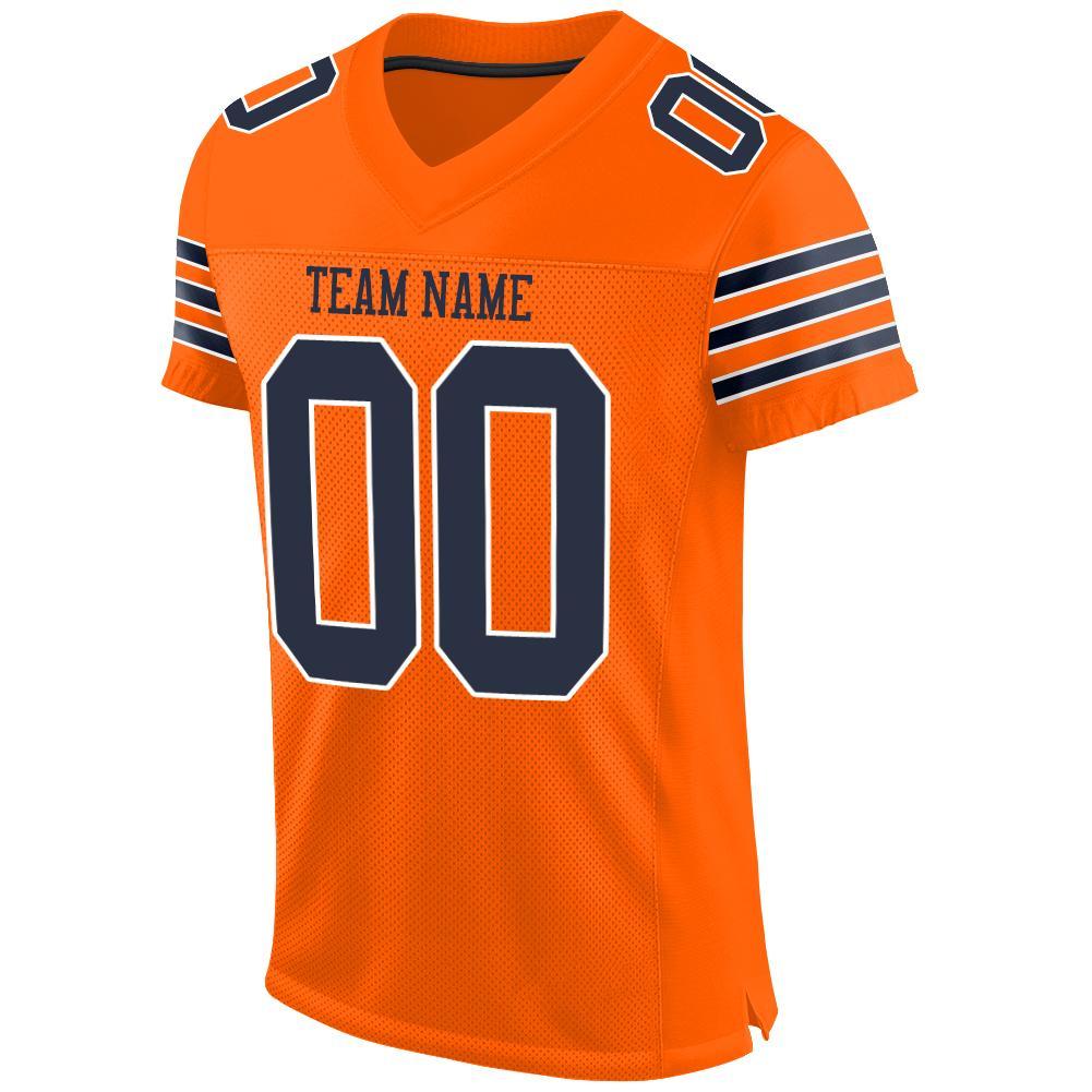 Custom Orange Navy-White Mesh Authentic Football Jersey Limited