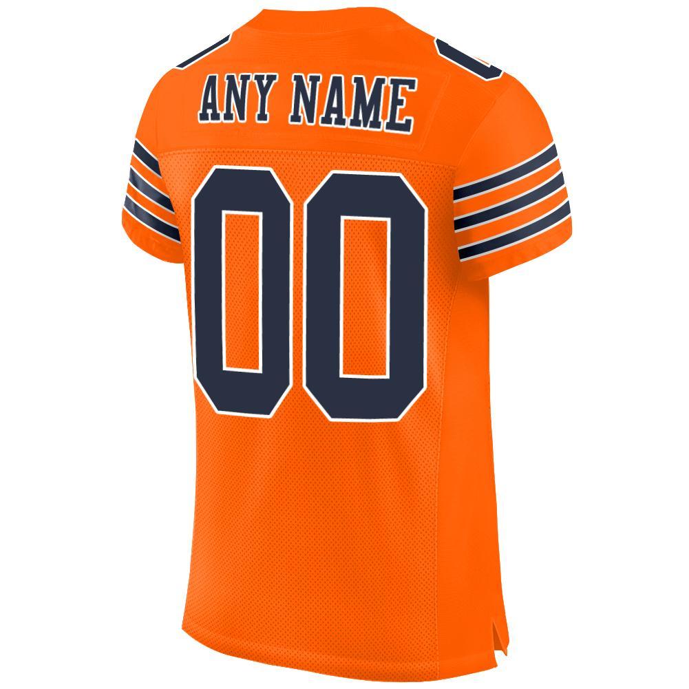 Custom Orange Navy-White Mesh Authentic Football Jersey Limited