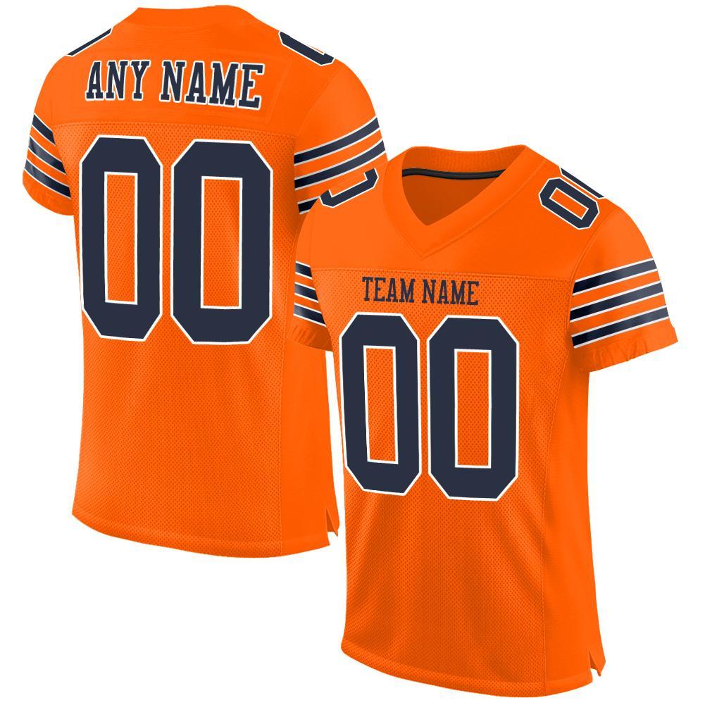 Custom Orange Navy-White Mesh Authentic Football Jersey Limited