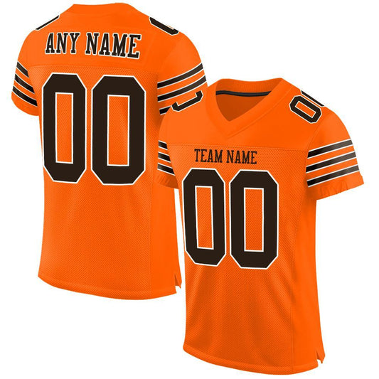 Custom Orange Brown-White Mesh Authentic Football Jersey Limited