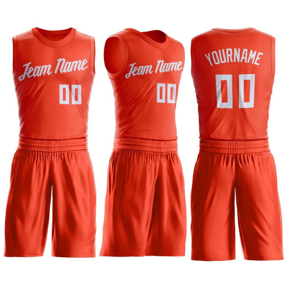 Custom Orange White Round Neck Suit Basketball Jersey Limited