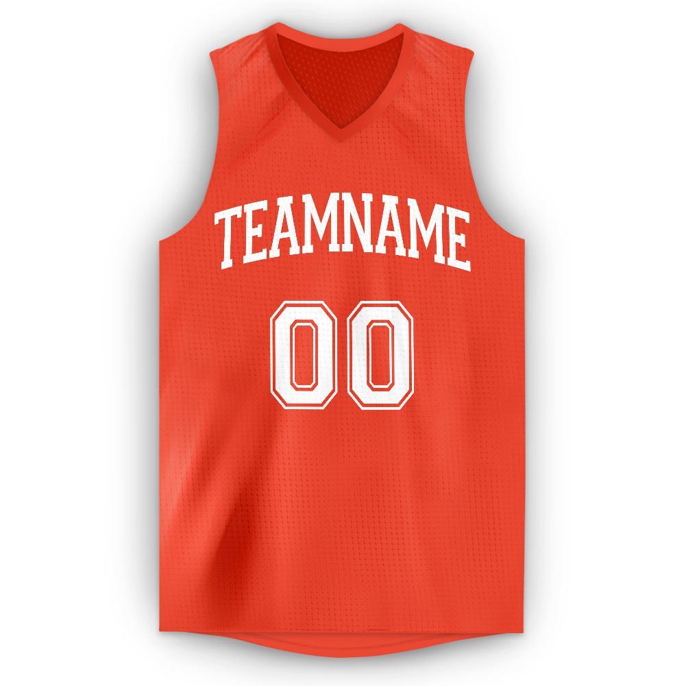 Custom Orange White V-Neck Basketball Jersey Limited