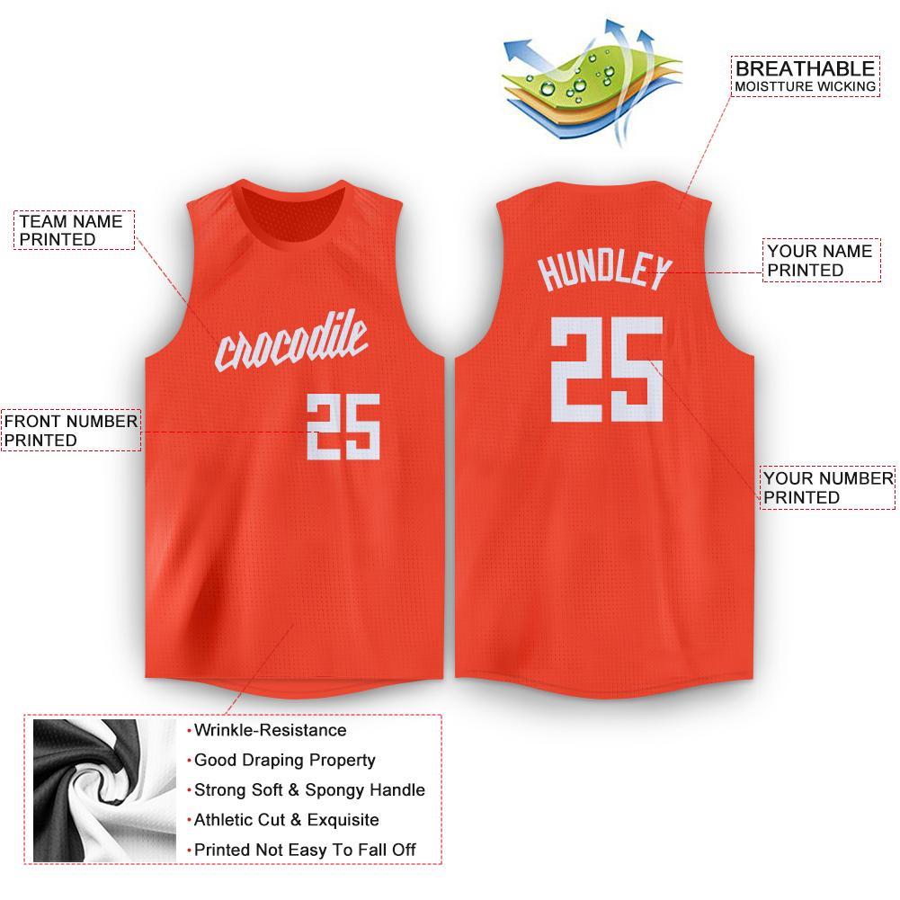 Custom Orange White Round Neck Basketball Jersey Limited