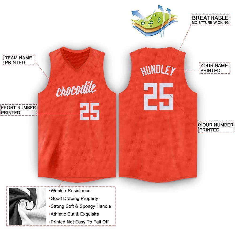 Custom Orange White V-Neck Basketball Jersey Limited