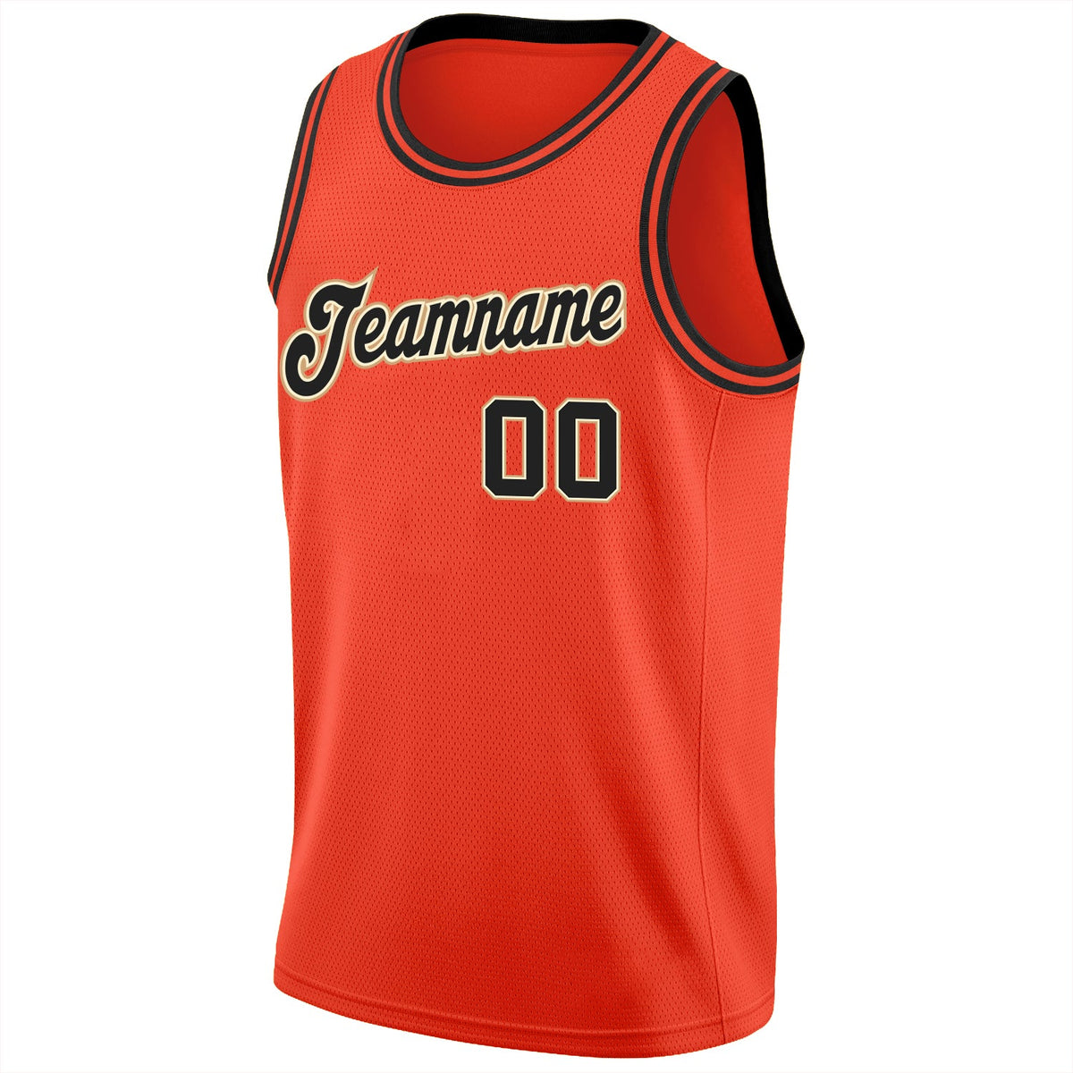 Custom Orange Black-Cream Round Neck Rib-Knit Basketball Jersey Limited