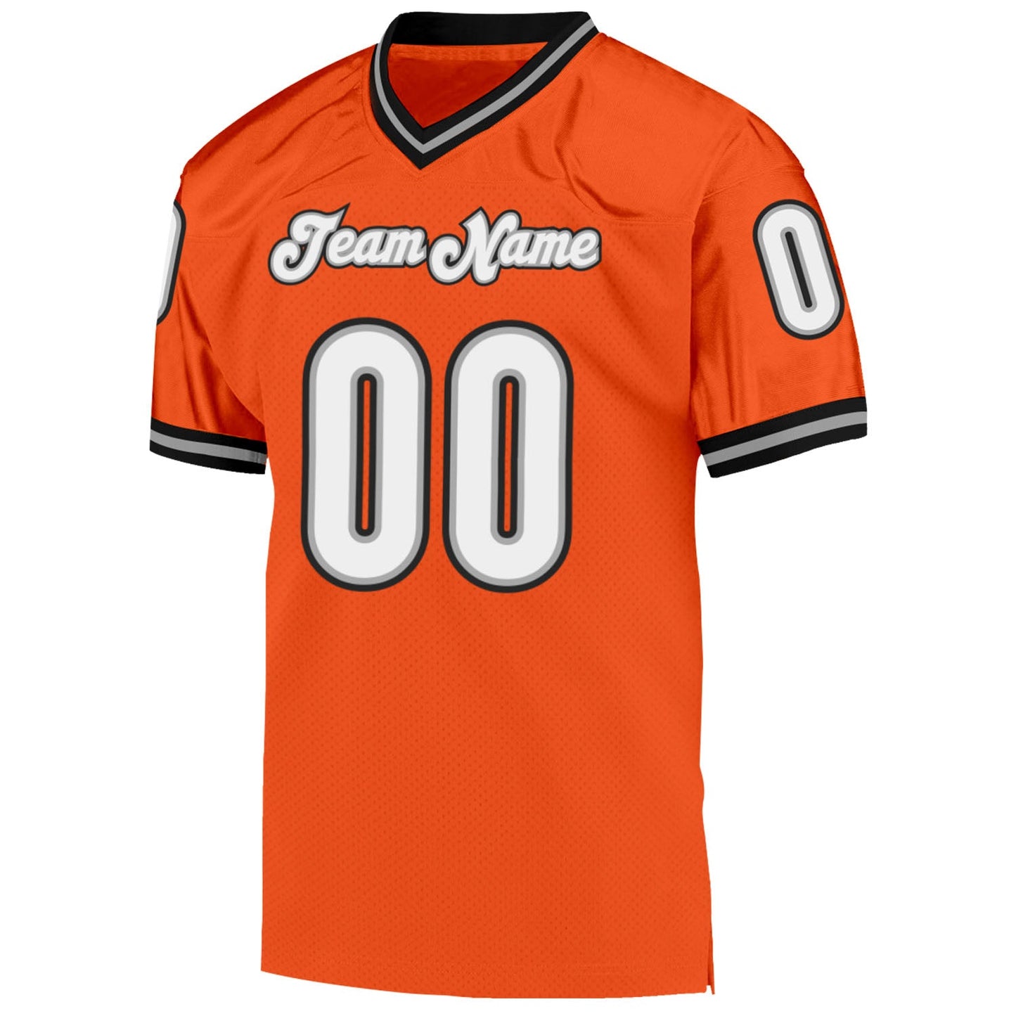 Custom Orange White-Black Mesh Authentic Throwback Football Jersey Limited