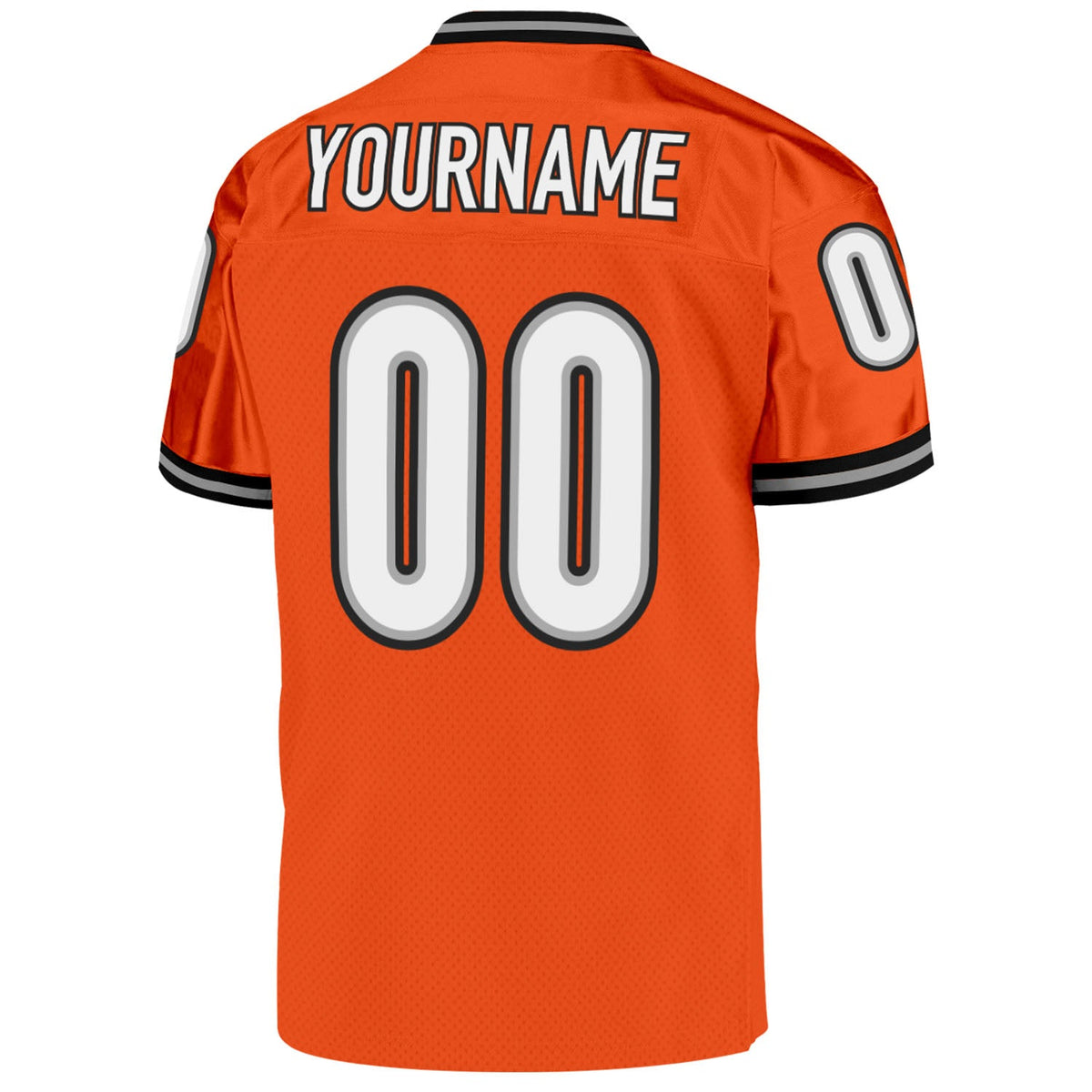 Custom Orange White-Black Mesh Authentic Throwback Football Jersey Limited