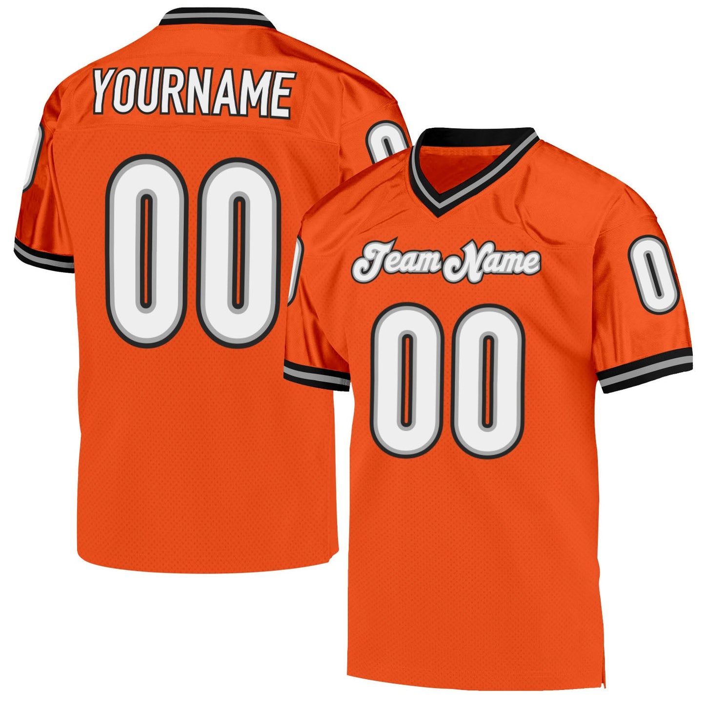 Custom Orange White-Black Mesh Authentic Throwback Football Jersey Limited