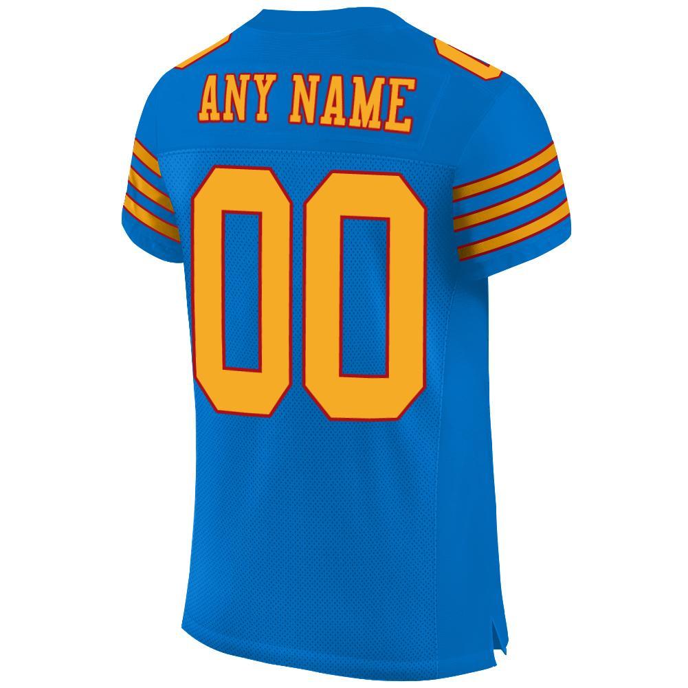 Custom Panther Blue Gold-Red Mesh Authentic Football Jersey Limited
