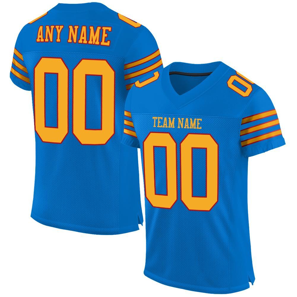Custom Panther Blue Gold-Red Mesh Authentic Football Jersey Limited