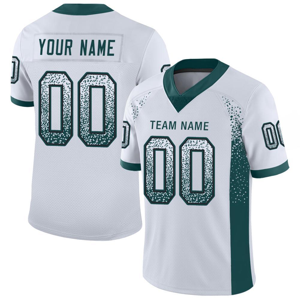 Custom White Midnight Green-Black Mesh Drift Fashion Football Jersey Limited