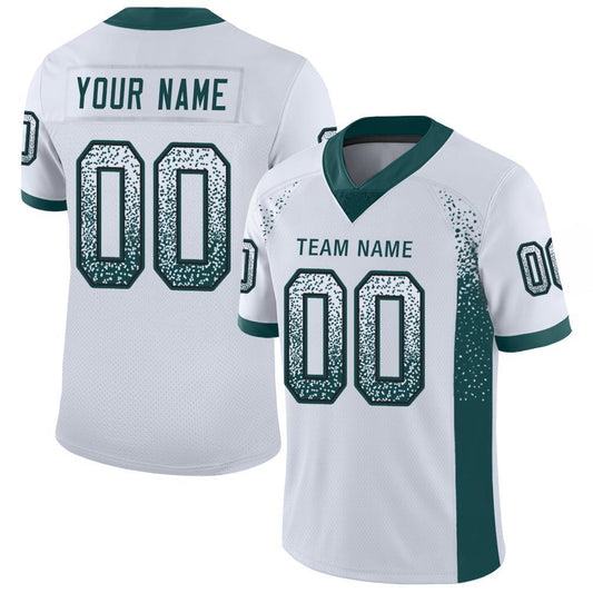 Custom White Midnight Green-Black Mesh Drift Fashion Football Jersey Limited