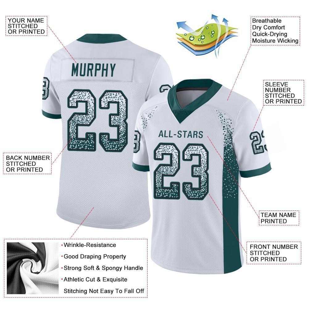 Custom White Midnight Green-Black Mesh Drift Fashion Football Jersey Limited