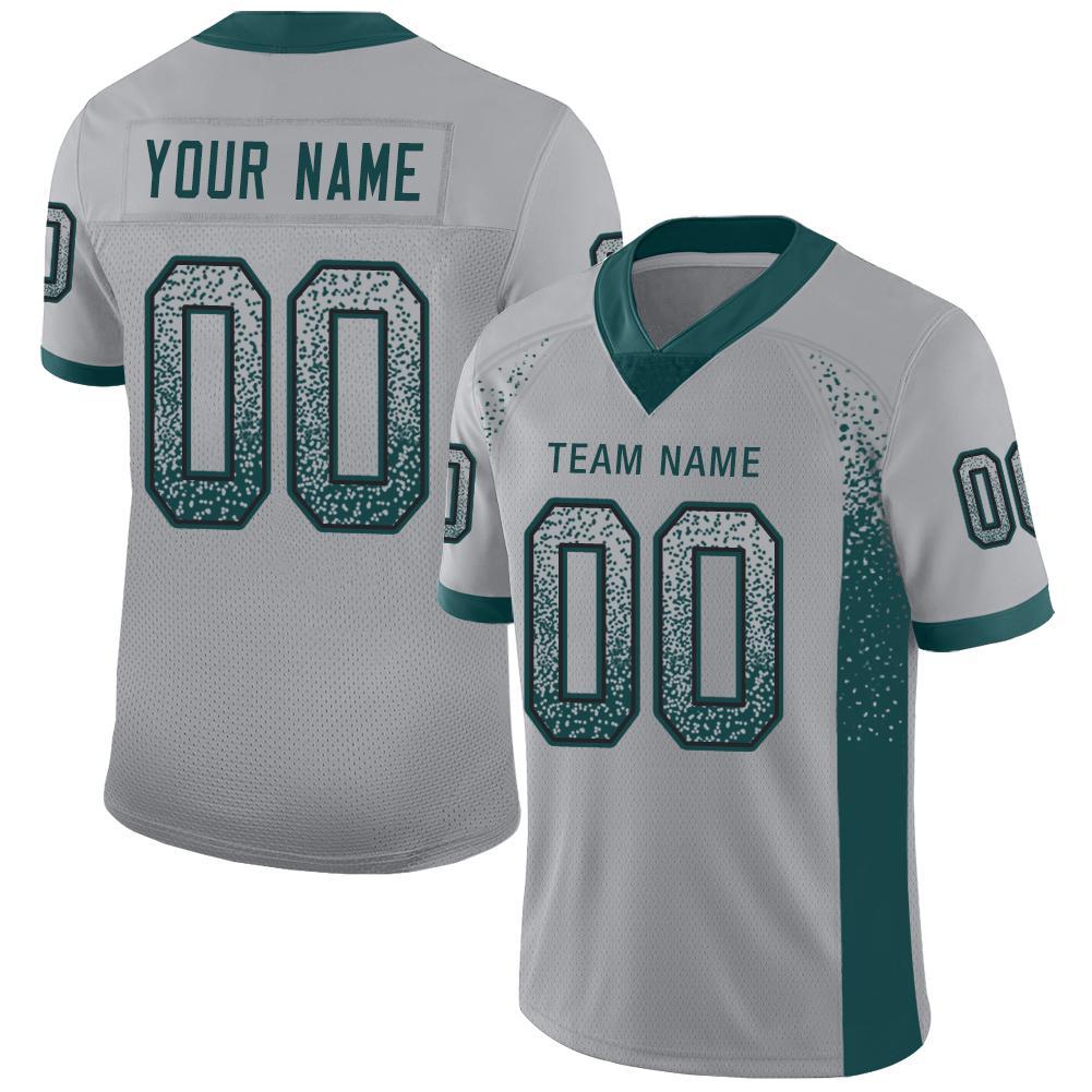 Custom Light Gray Midnight Green-Black Mesh Drift Fashion Football Jersey Limited