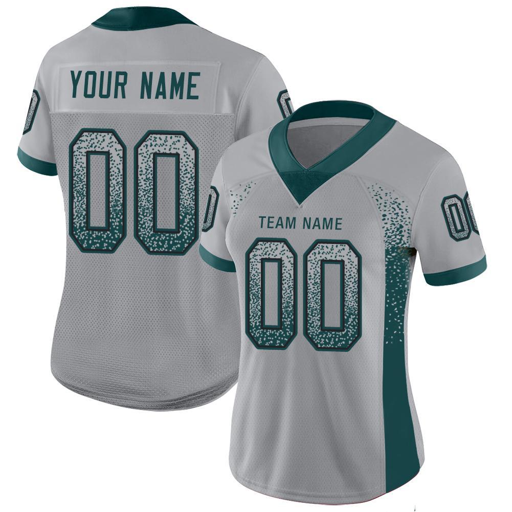 Custom Light Gray Midnight Green-Black Mesh Drift Fashion Football Jersey Limited
