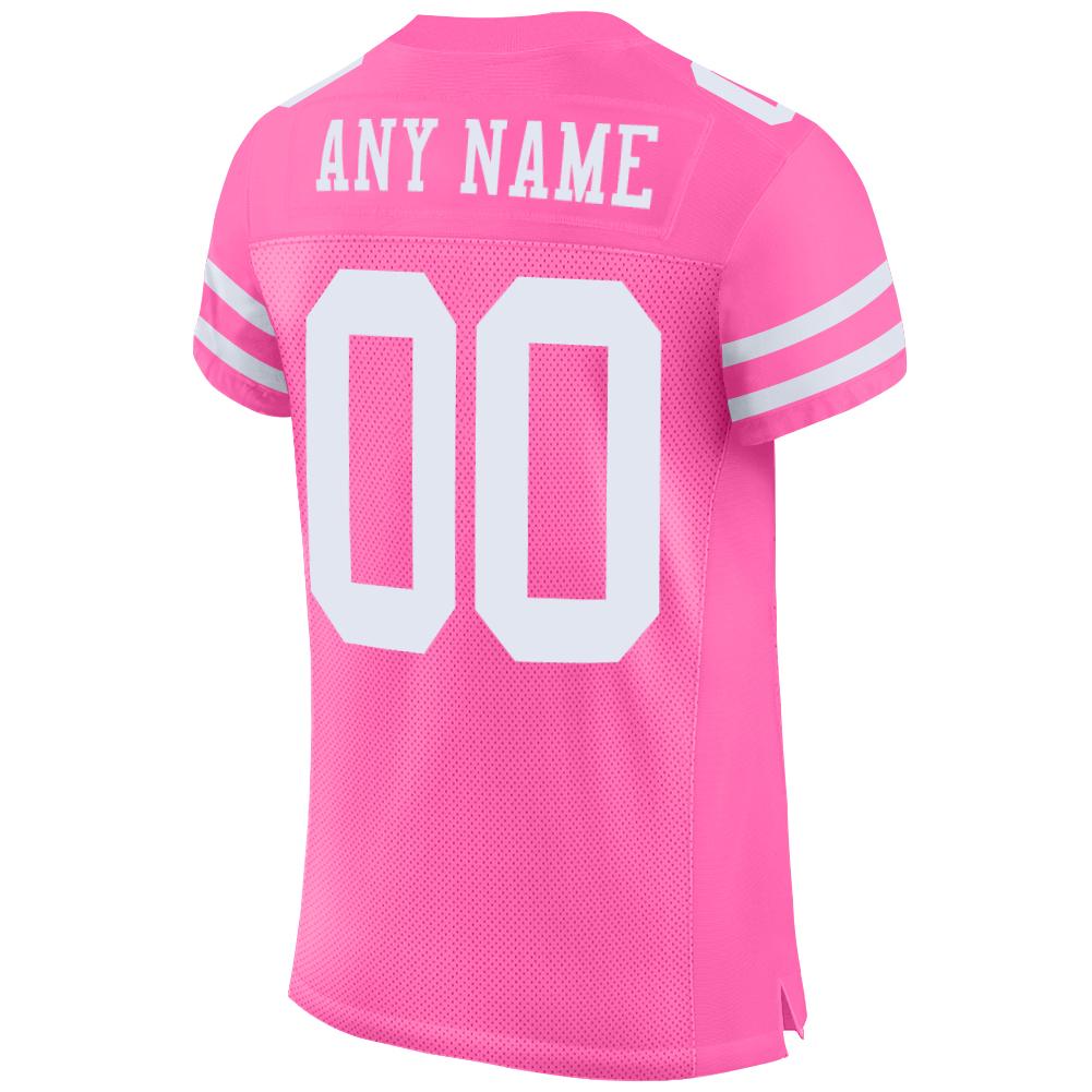 Custom Pink White Mesh Authentic Football Jersey Limited
