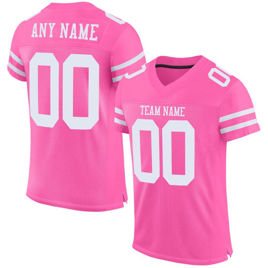 Custom Pink White Mesh Authentic Football Jersey Limited