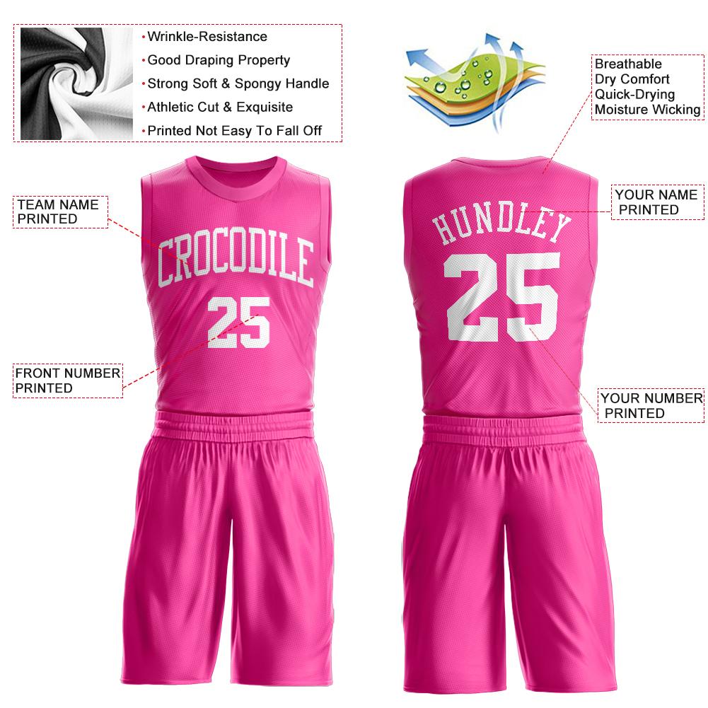 Custom Pink White Classic Sets Basketball Jersey Limited