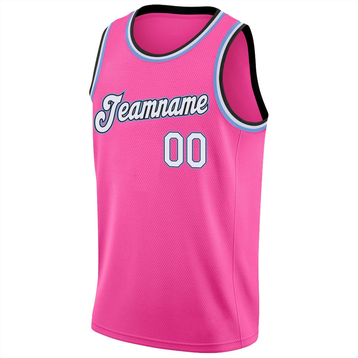Custom Pink White-Light Blue Classic Tops Mesh Basketball Jersey Limited