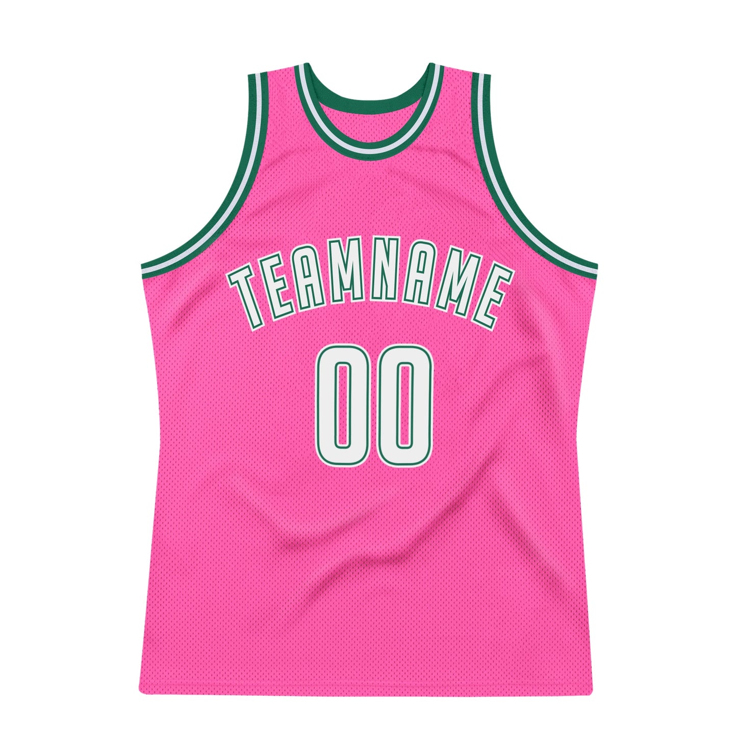 Custom Pink White-Kelly Green Authentic Throwback Basketball Jersey Limited