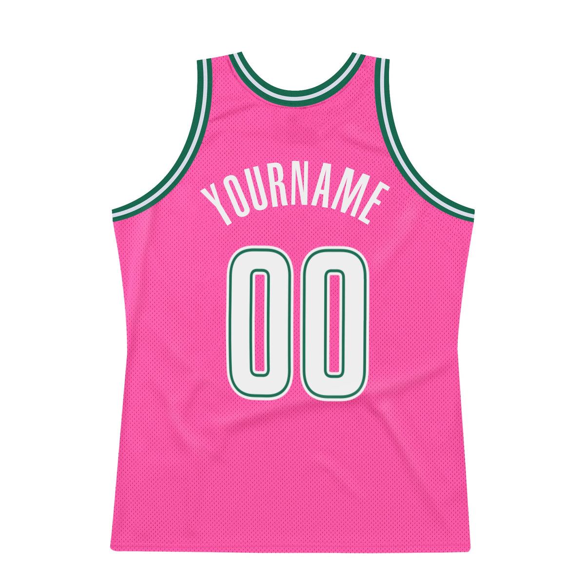 Custom Pink White-Kelly Green Authentic Throwback Basketball Jersey Limited