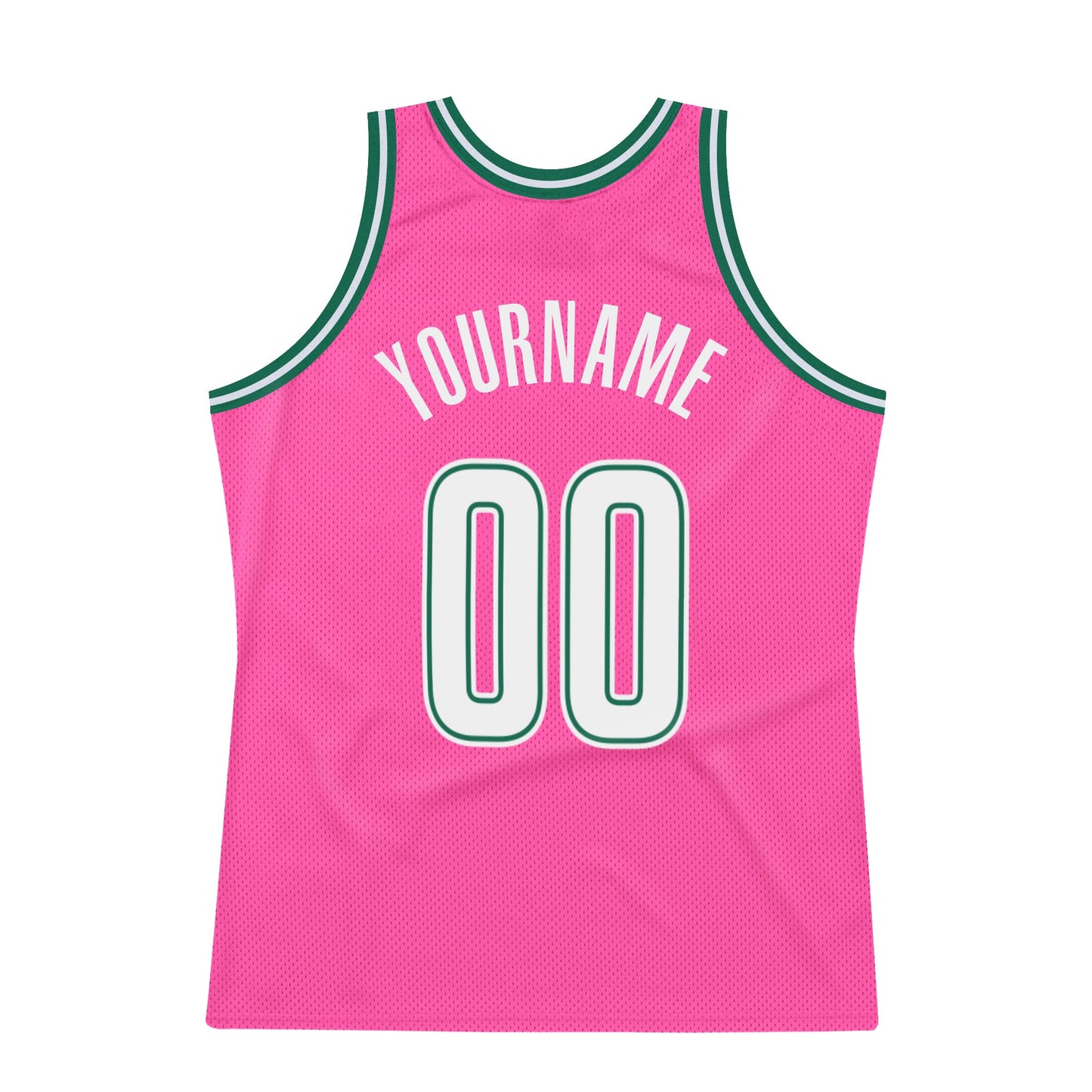Custom Pink White-Kelly Green Authentic Throwback Basketball Jersey Limited
