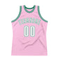 Custom Light Pink White-Kelly Green Authentic Throwback Basketball Jersey Limited