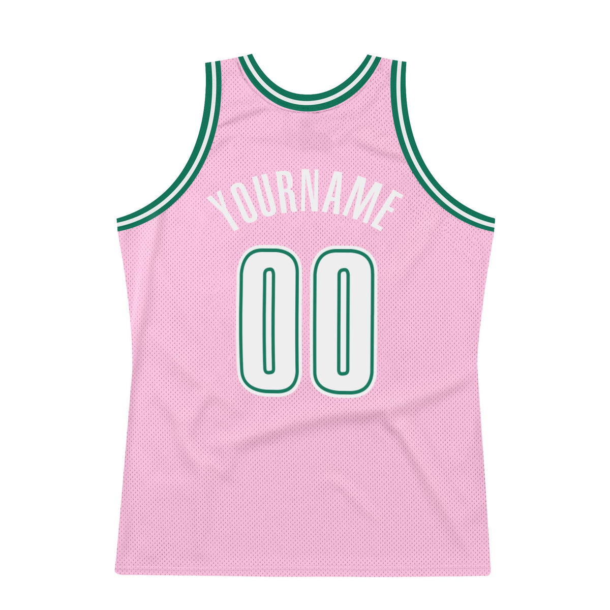 Custom Light Pink White-Kelly Green Authentic Throwback Basketball Jersey Limited