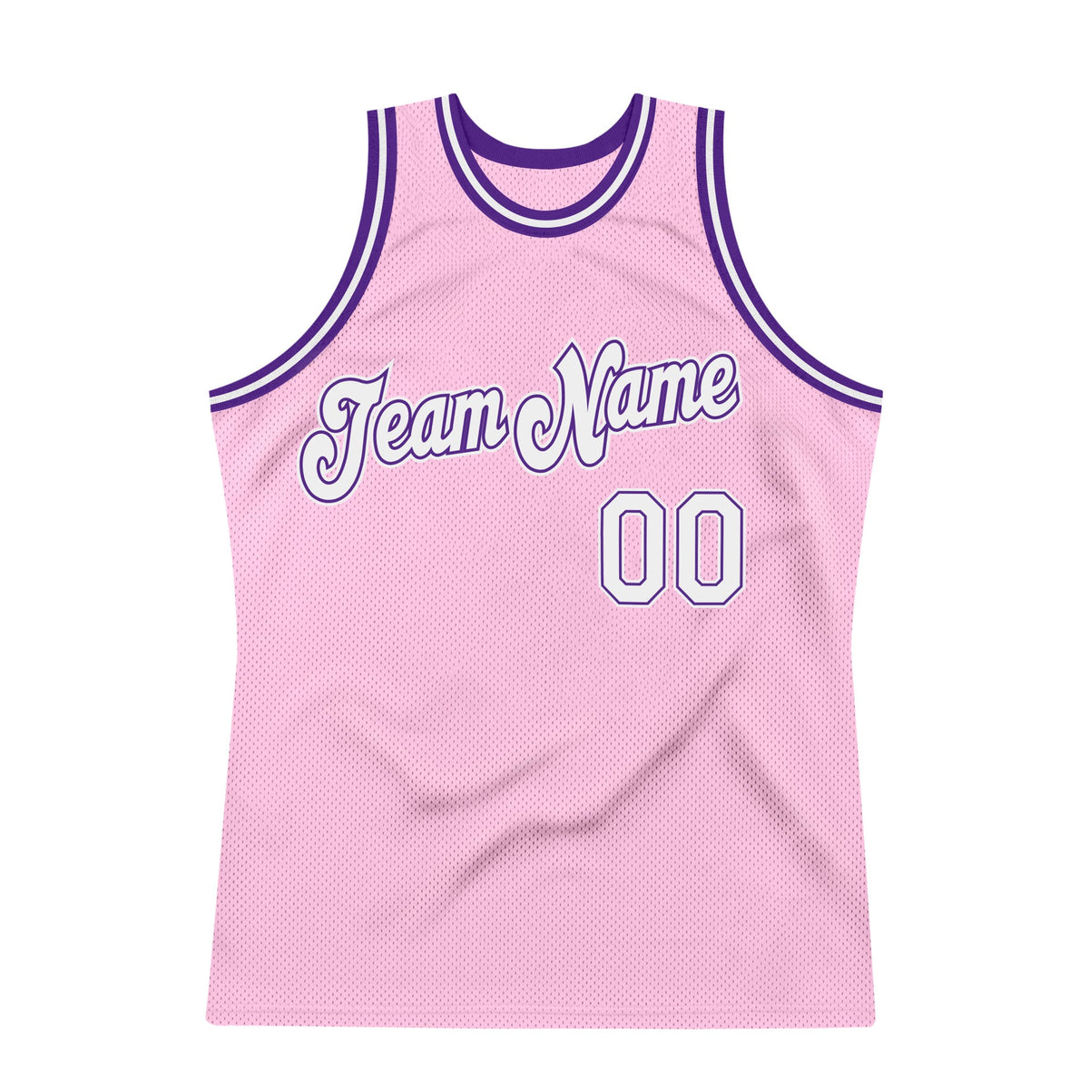 Custom Light Pink White-Purple Authentic Throwback Basketball Jersey Limited