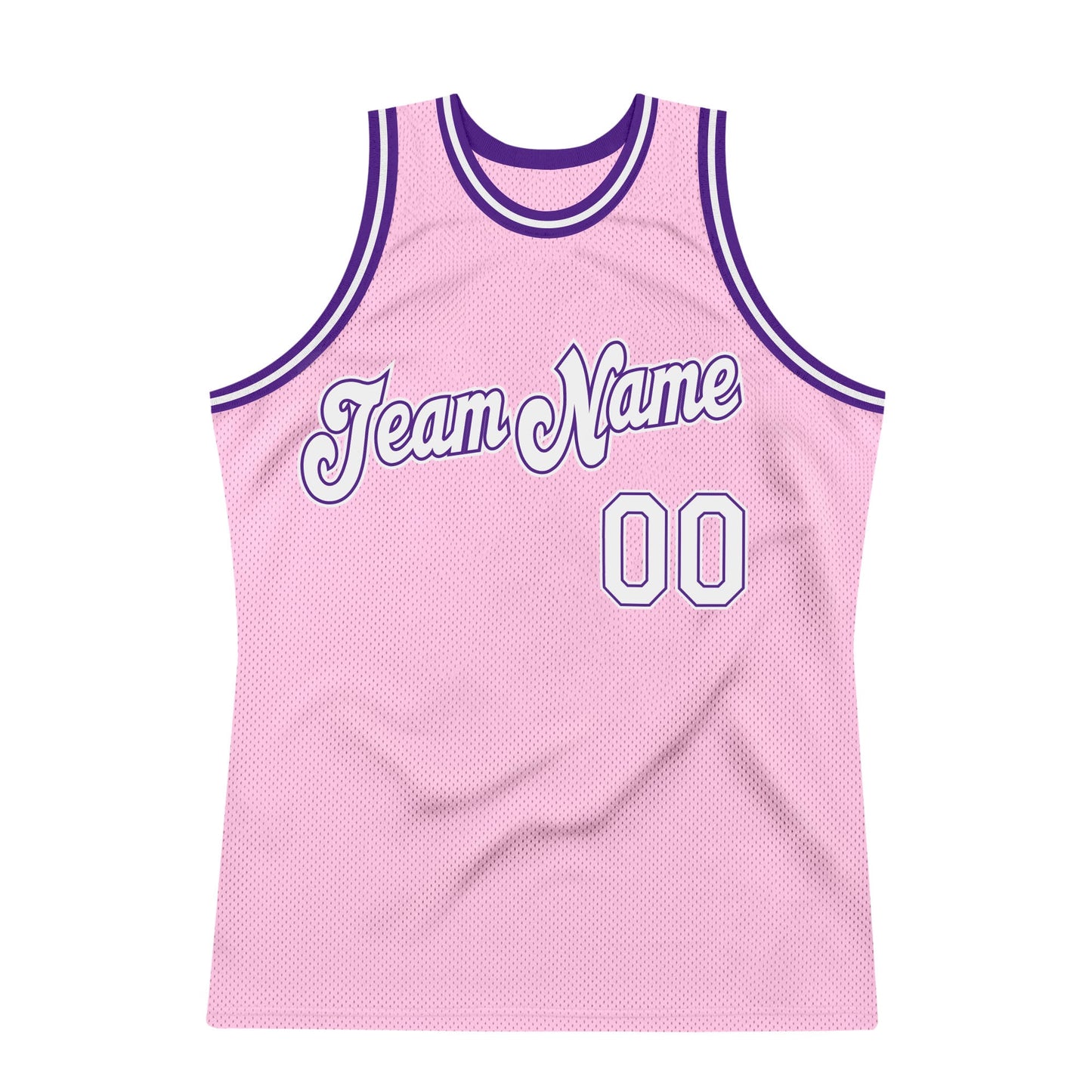 Custom Light Pink White-Purple Authentic Throwback Basketball Jersey Limited