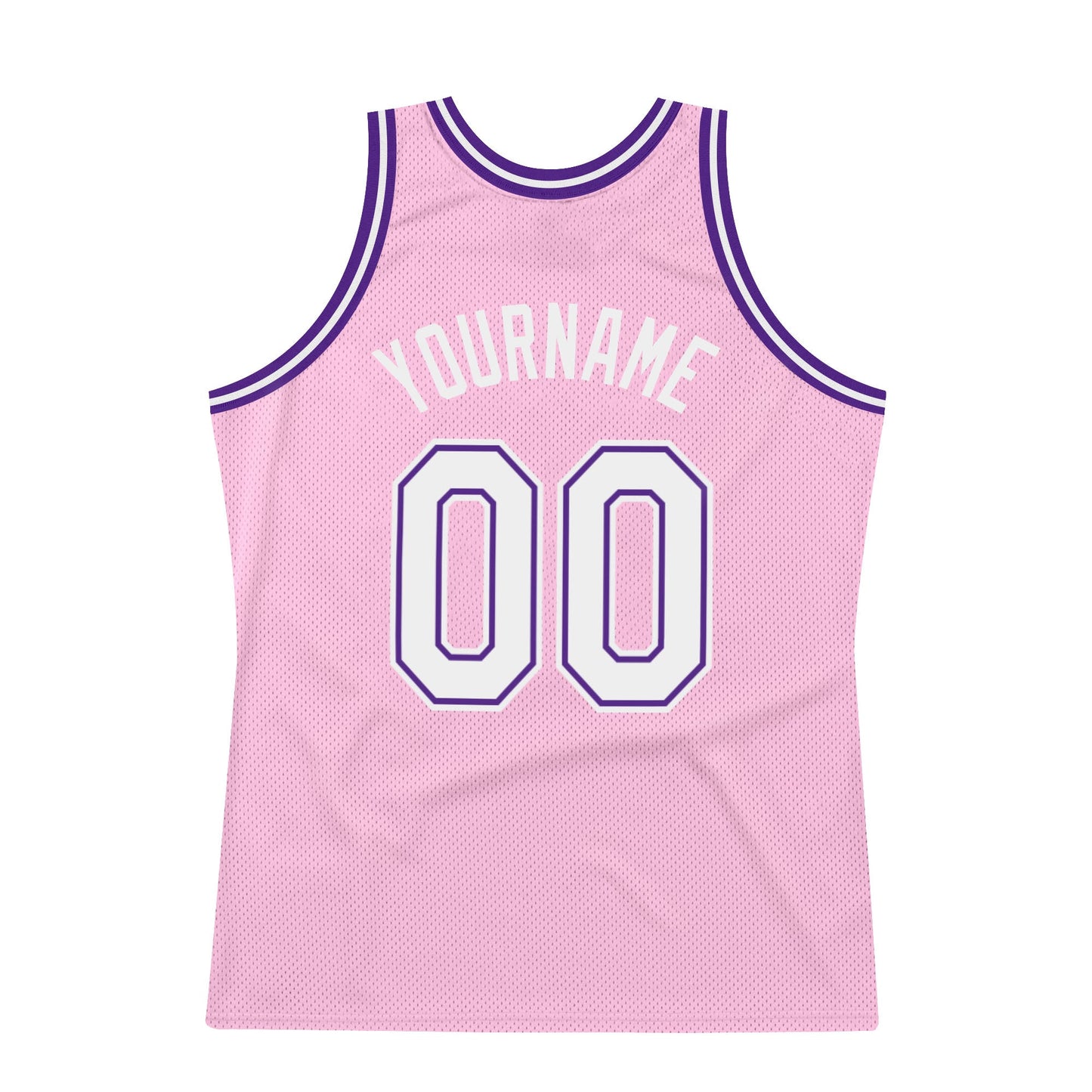 Custom Light Pink White-Purple Authentic Throwback Basketball Jersey Limited