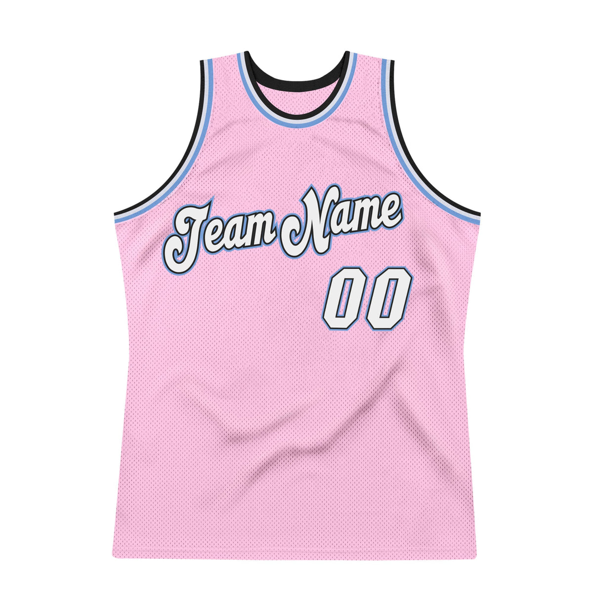 Custom Light Pink White-Light Blue Authentic Throwback Basketball Jersey Limited