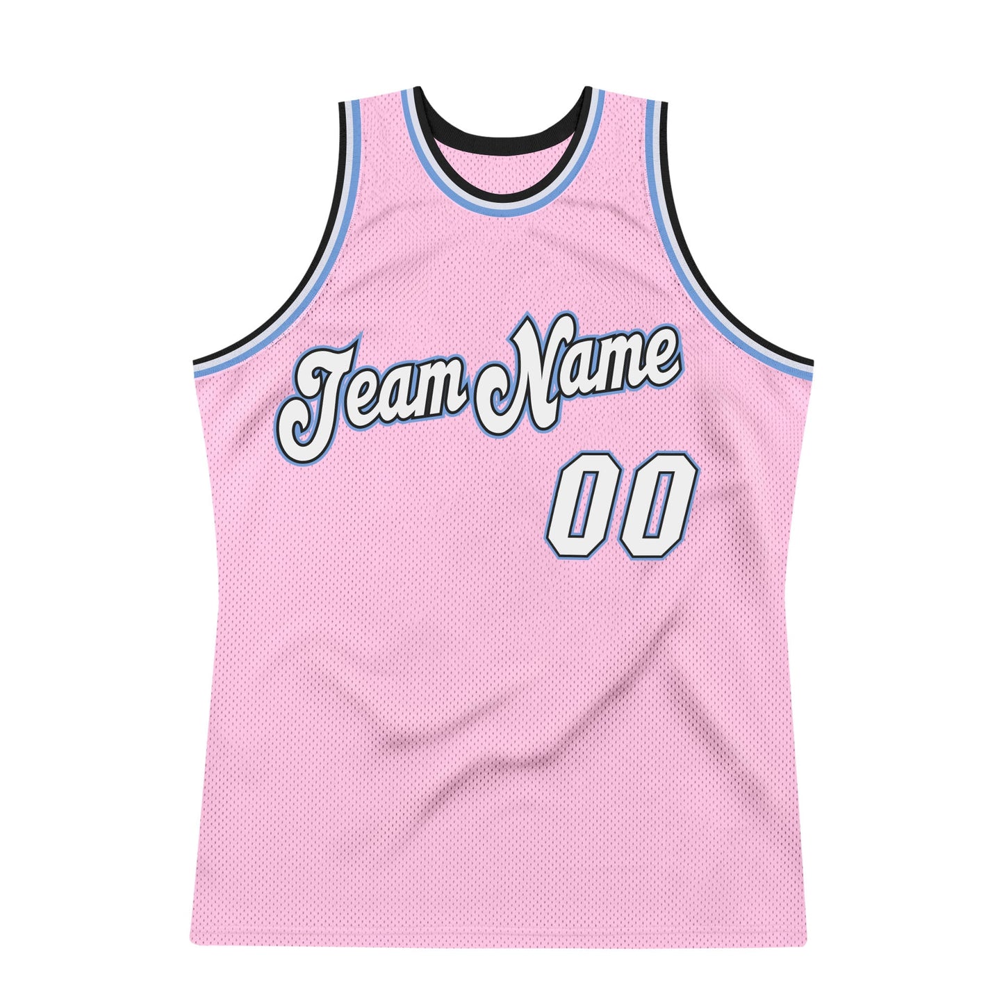 Custom Light Pink White-Light Blue Authentic Throwback Basketball Jersey Limited