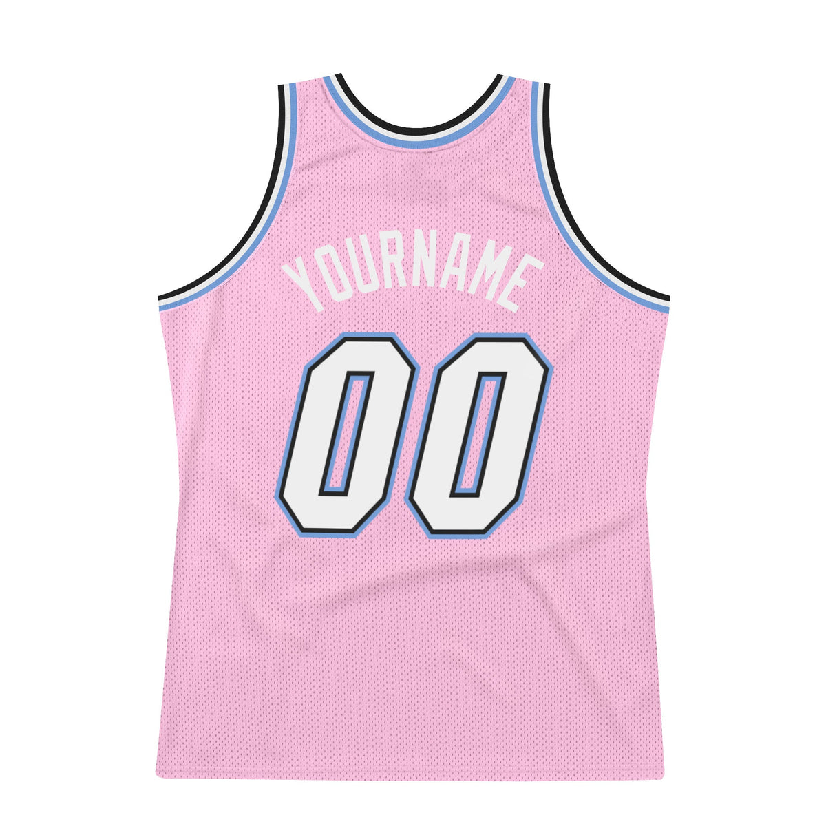 Custom Light Pink White-Light Blue Authentic Throwback Basketball Jersey Limited