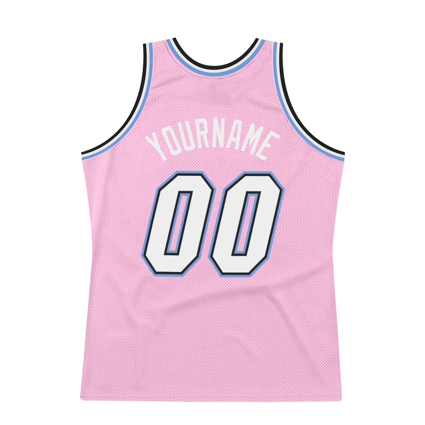 Custom Light Pink White-Light Blue Authentic Throwback Basketball Jersey Limited