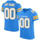 Custom Powder Blue White-Gold Mesh Authentic Football Jersey Limited