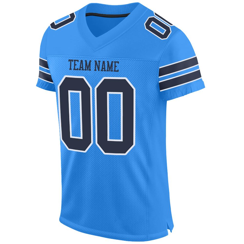 Custom Powder Blue Navy-White Mesh Authentic Football Jersey Limited