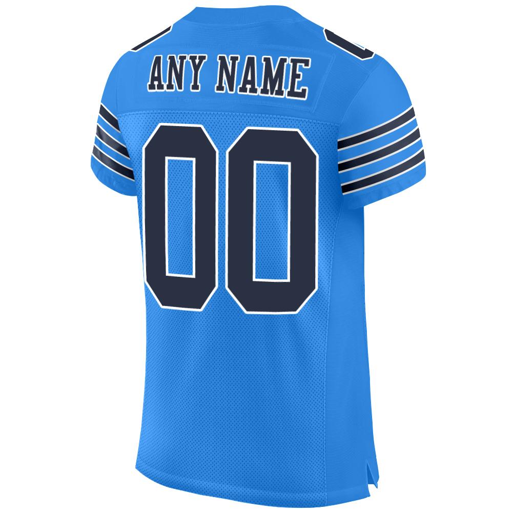 Custom Powder Blue Navy-White Mesh Authentic Football Jersey Limited