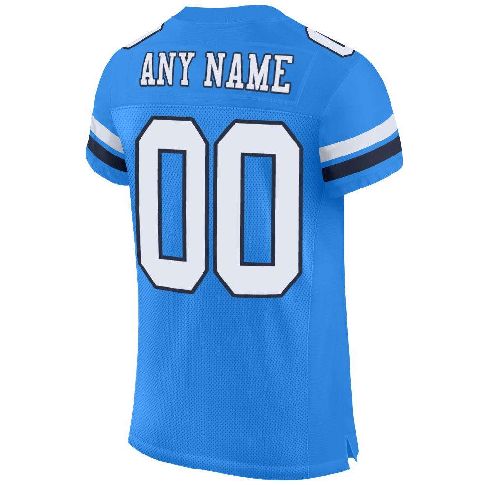 Custom Powder Blue White-Navy Mesh Authentic Football Jersey Limited