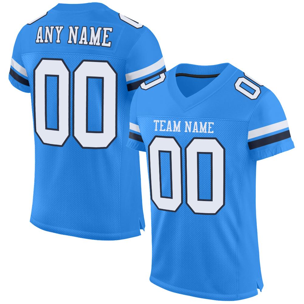 Custom Powder Blue White-Navy Mesh Authentic Football Jersey Limited