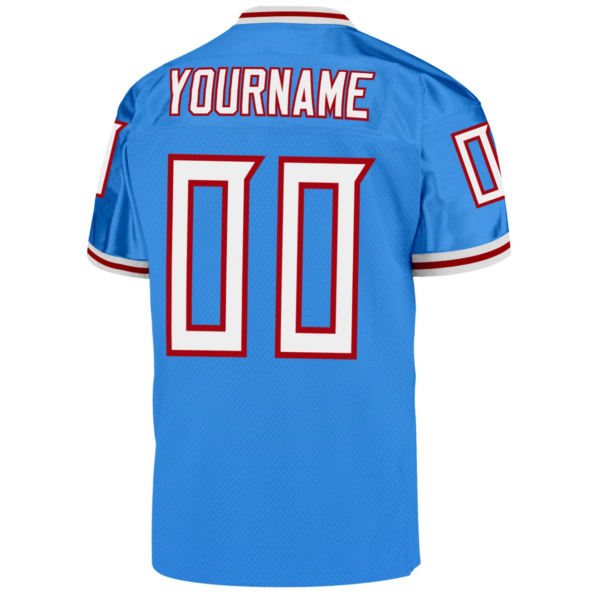 Custom Powder Blue White-Red Mesh Authentic Throwback Football Jersey Limited