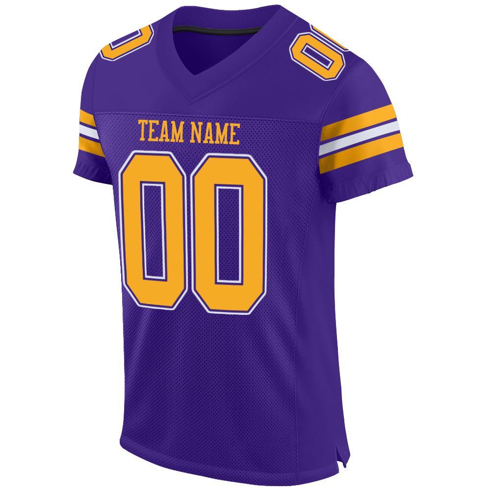 Custom Purple Gold-White Mesh Authentic Football Jersey Limited