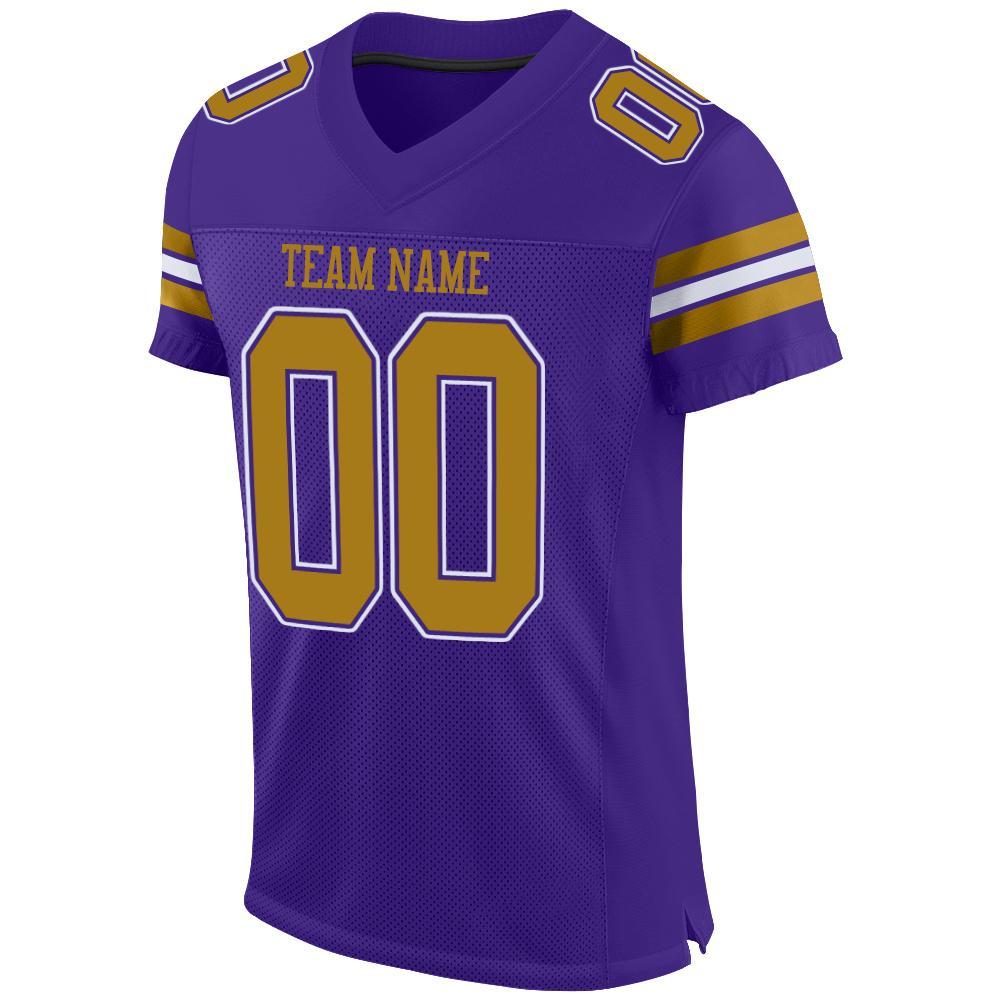 Custom Purple Old Gold-White Mesh Authentic Football Jersey Limited