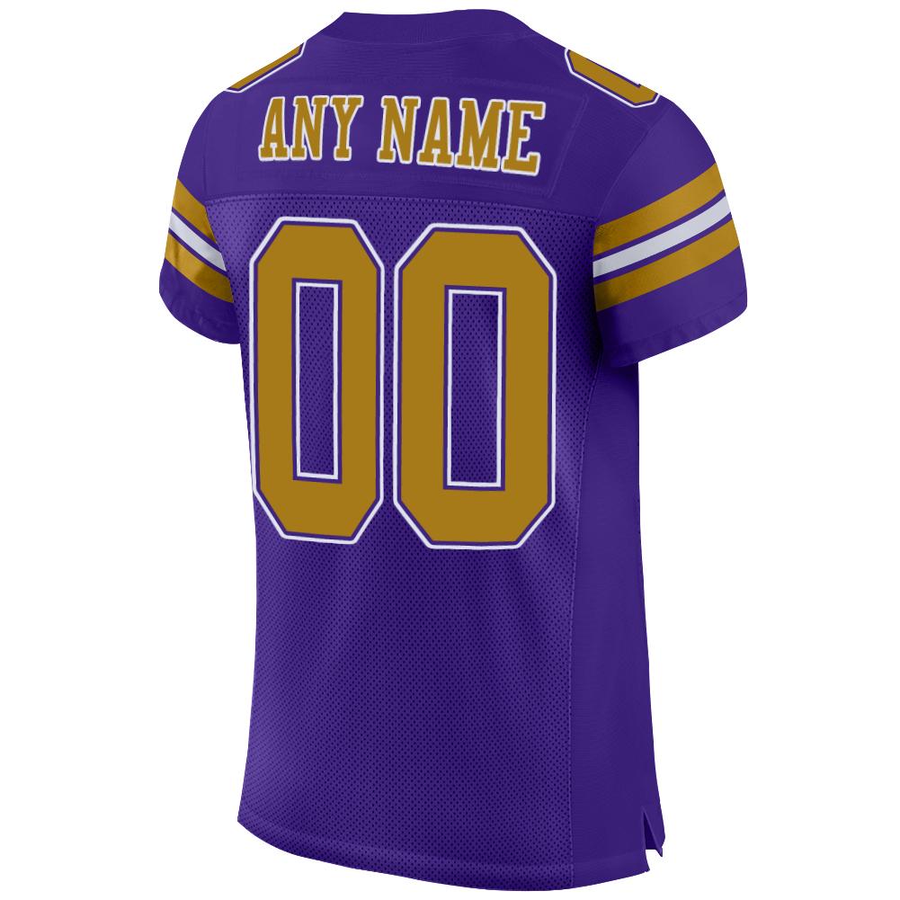 Custom Purple Old Gold-White Mesh Authentic Football Jersey Limited
