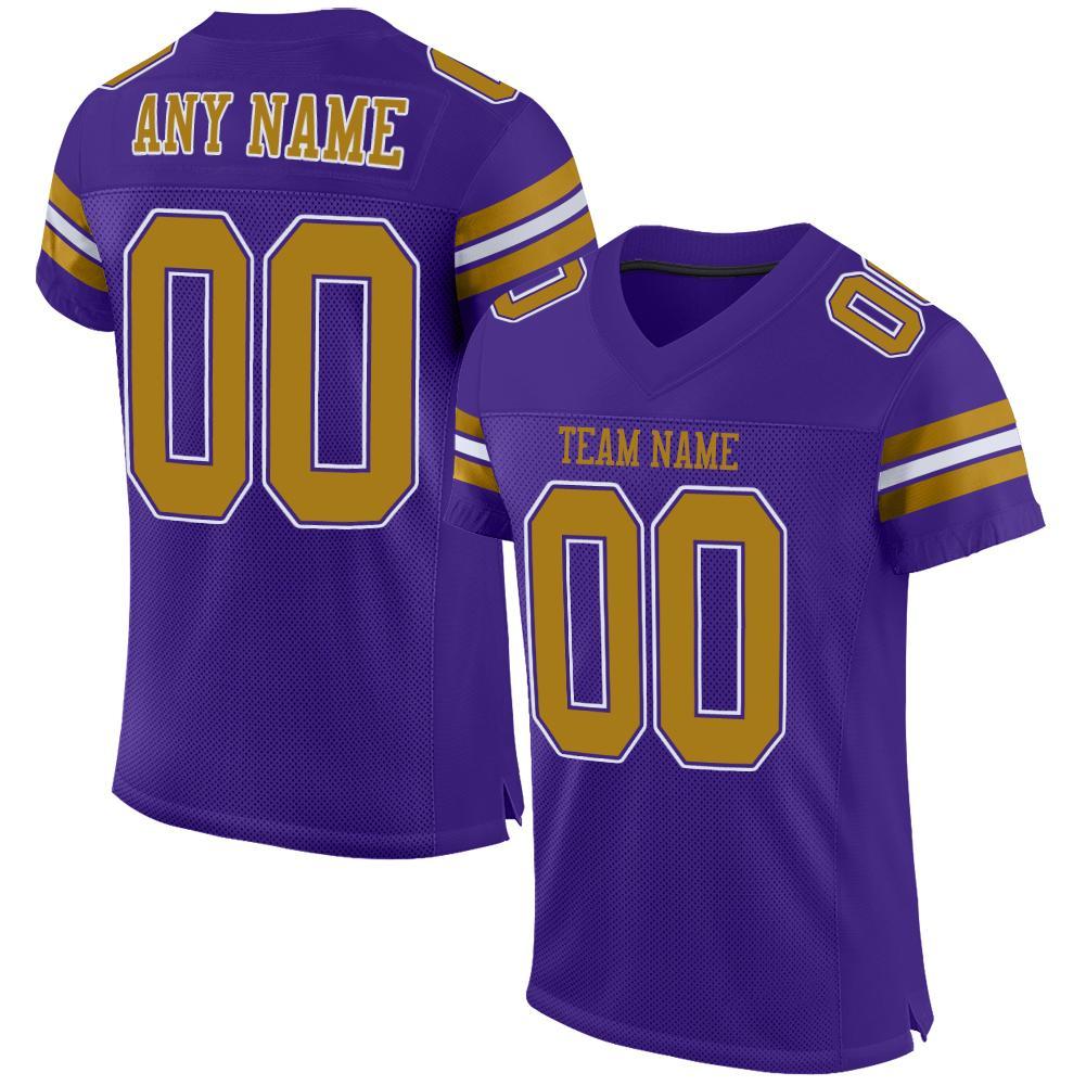 Custom Purple Old Gold-White Mesh Authentic Football Jersey Limited