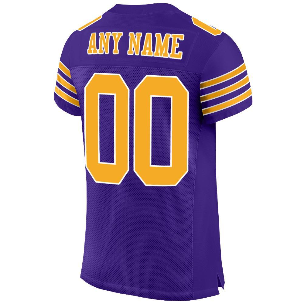 Custom Purple Gold-White Mesh Authentic Football Jersey Limited